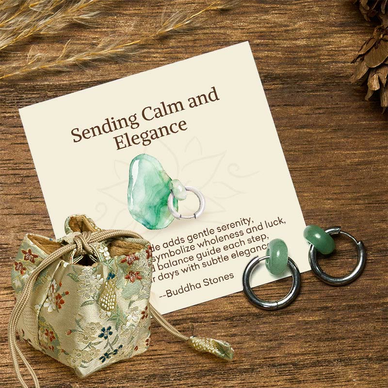 "Sending Calm and Elegance"Titanium Steel Jade Earrings Includes Gift Message Card