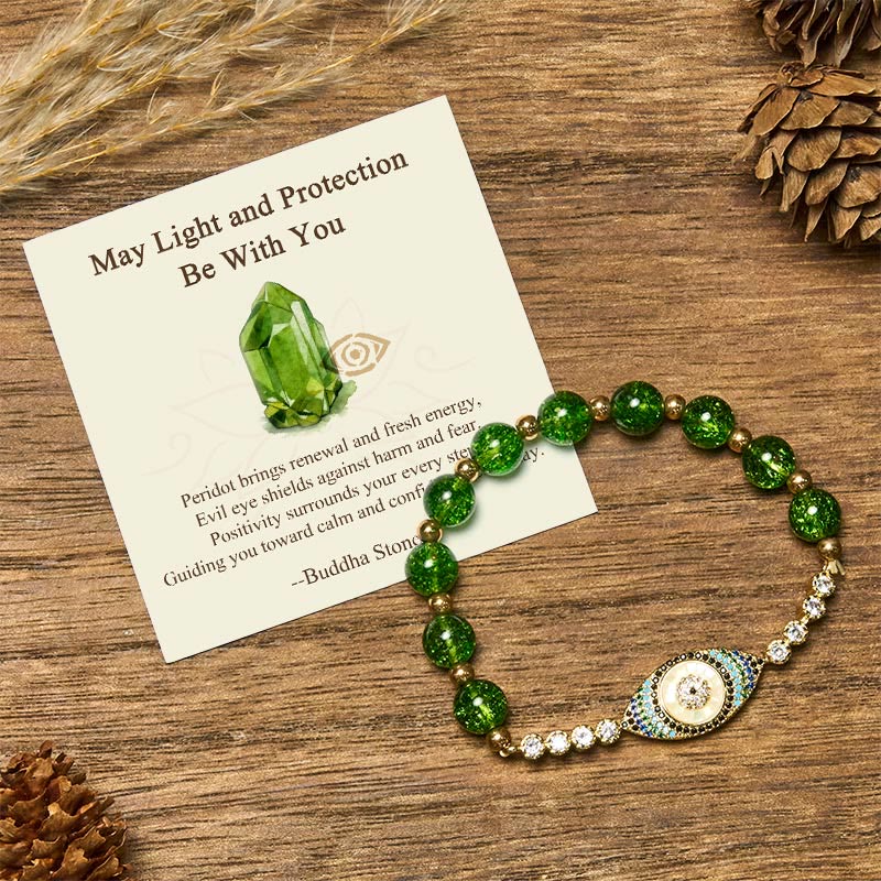 "May Light and Protection Be With You" Peridot Bracelet Includes Gift Message Card
