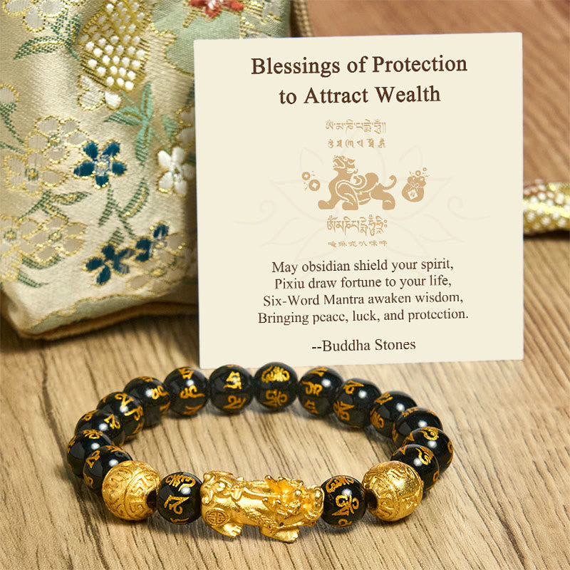 "Blessings of Protection to Attract Wealth" PiXiu Bracelet Includes Gift Message Card