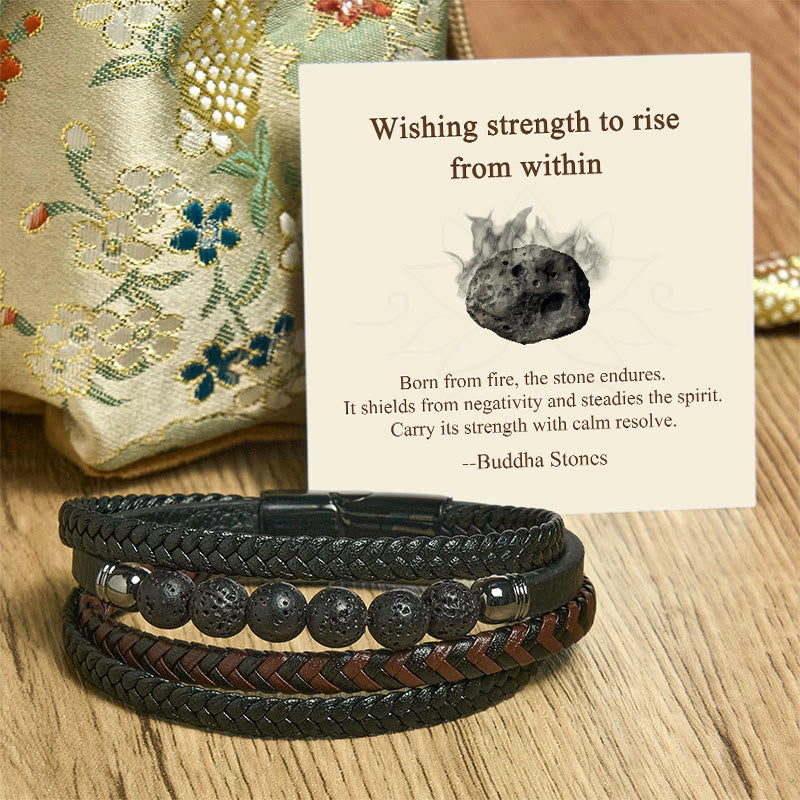 "Wishing Strength to Rise from Within" Lava Rock Bracelet Includes Gift Message Card