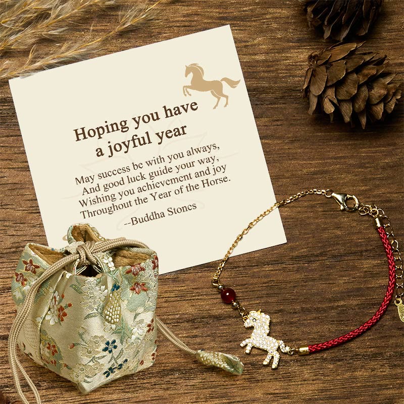 "Hoping You Have a Joyful Year" Year of the Horse Bracelet Includes Gift Message Card
