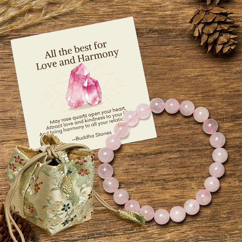 "All the Best for Love and Harmony" Stone Quartz Bracelet Includes Gift Message Card