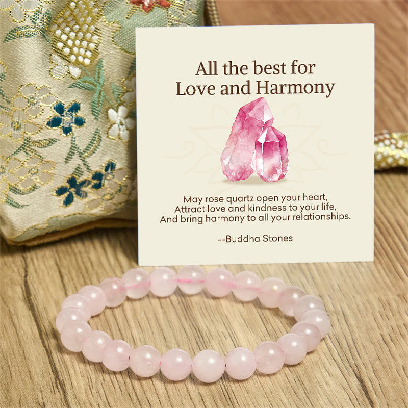 "All the Best for Love and Harmony" Stone Quartz Bracelet Includes Gift Message Card