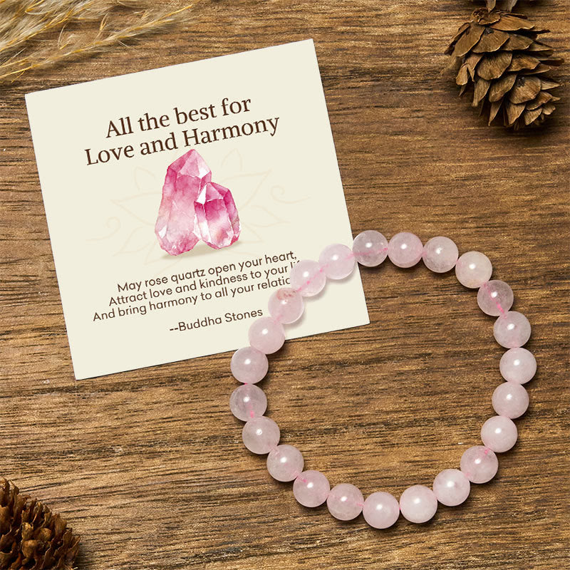 "All the Best for Love and Harmony" Stone Quartz Bracelet Includes Gift Message Card