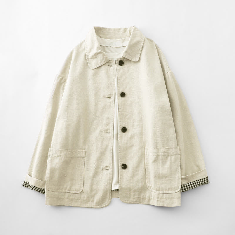 Commute Patchwork Design Cotton Women's Jacket With Pockets