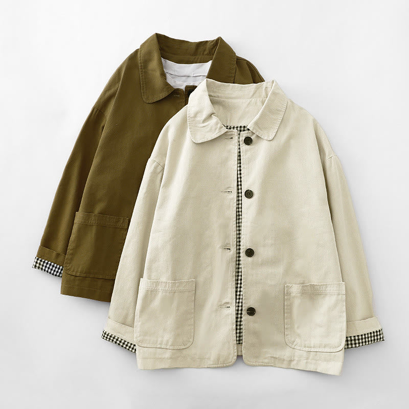 Commute Patchwork Design Cotton Women's Jacket With Pockets
