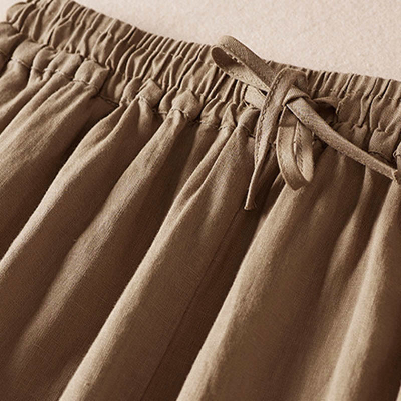Summer Small Flower Embroidery Harem Pants With Pockets