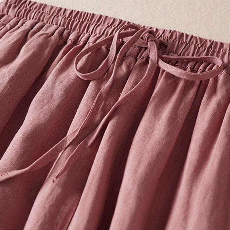Summer Small Flower Embroidery Harem Pants With Pockets