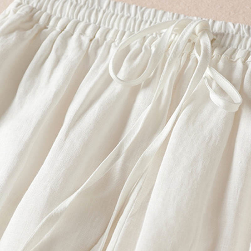 Summer Small Flower Embroidery Harem Pants With Pockets