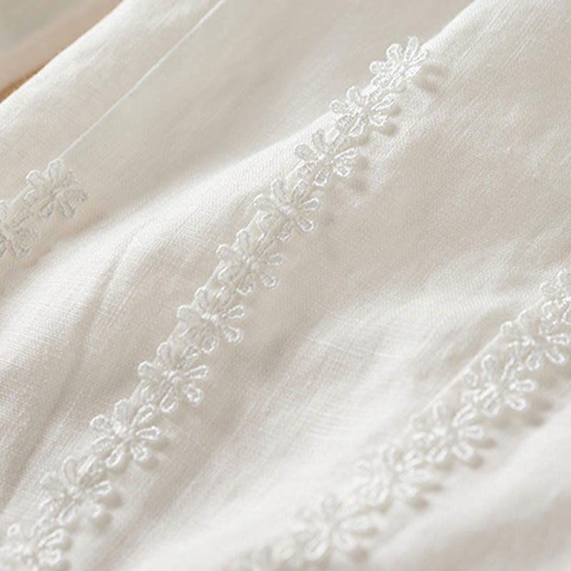 Summer Small Flower Embroidery Harem Pants With Pockets