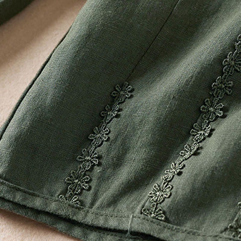 Summer Small Flower Embroidery Harem Pants With Pockets