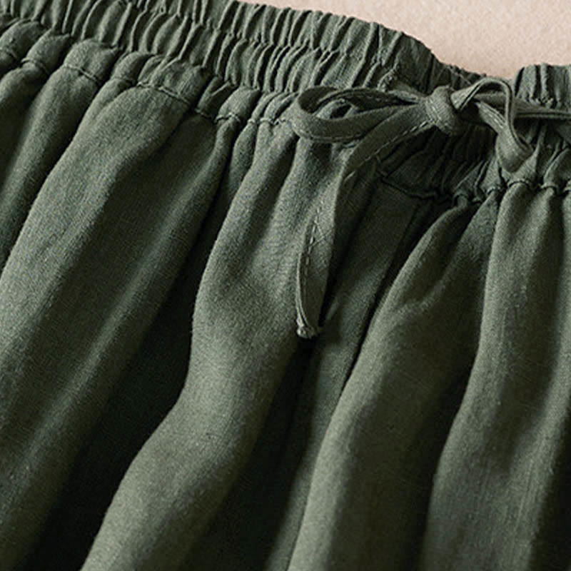 Summer Small Flower Embroidery Harem Pants With Pockets