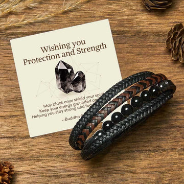 "Wishing You Protection and Strength" Black Onyx Bracelet Includes Gift Message Card