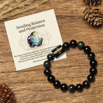 "Sending Balance and Protection" Rainbow Obsidian Bracelet Includes Gift Message Card