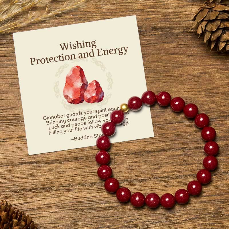 "Wishing Protection and Energy" Cinnabar Bracelet Includes Gift Message Card