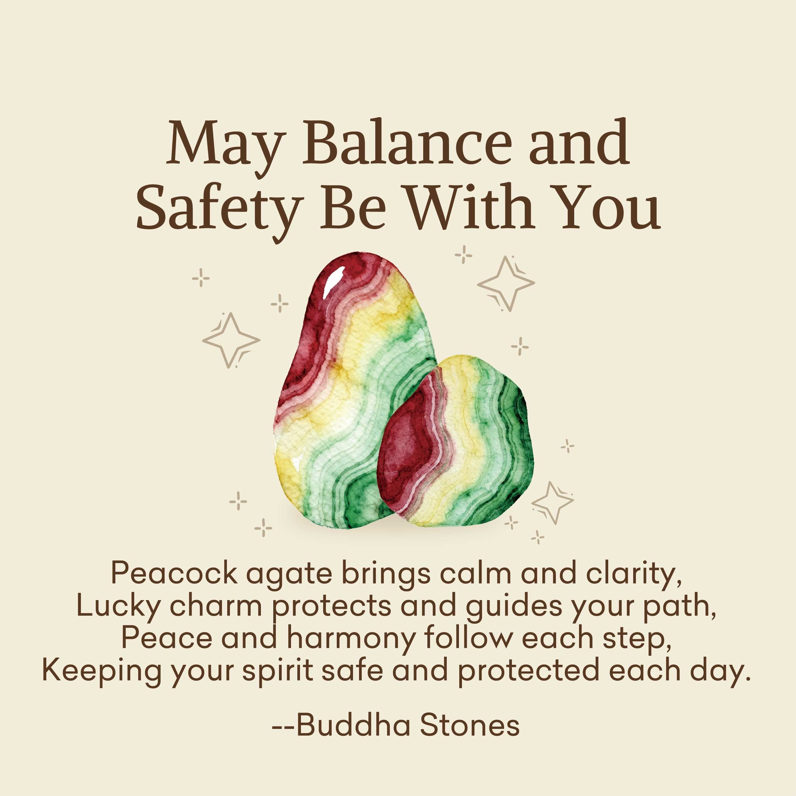 "May Balance and Safety Be With You"Peacock Agate Bracelet Includes Gift Message Card