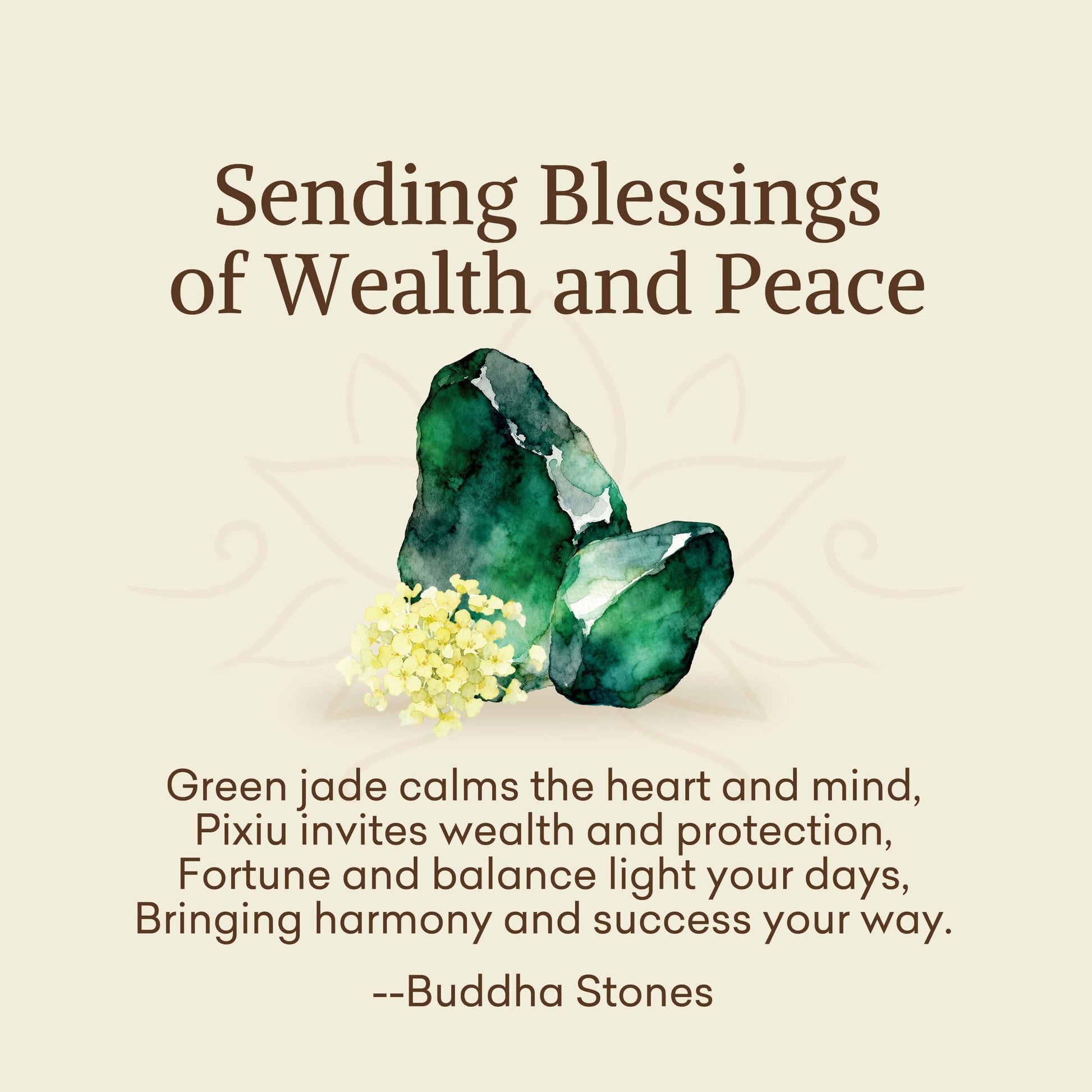 "Sending Blessings of Wealth and Peace" PiXiu Jade Bracelet Includes Gift Message Card