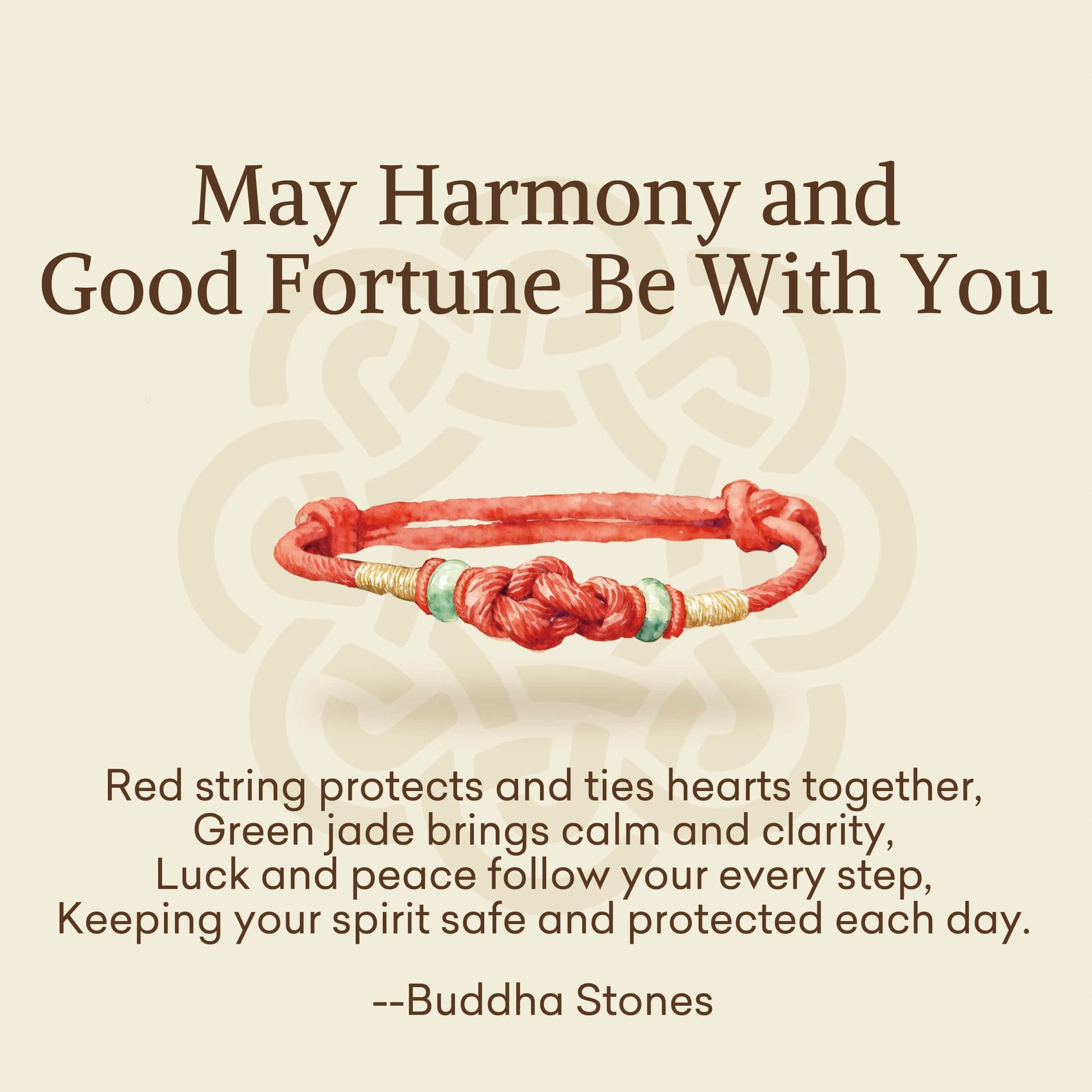 "May Harmony and Good Fortune Be With You" Bracelet Includes Gift Message Card