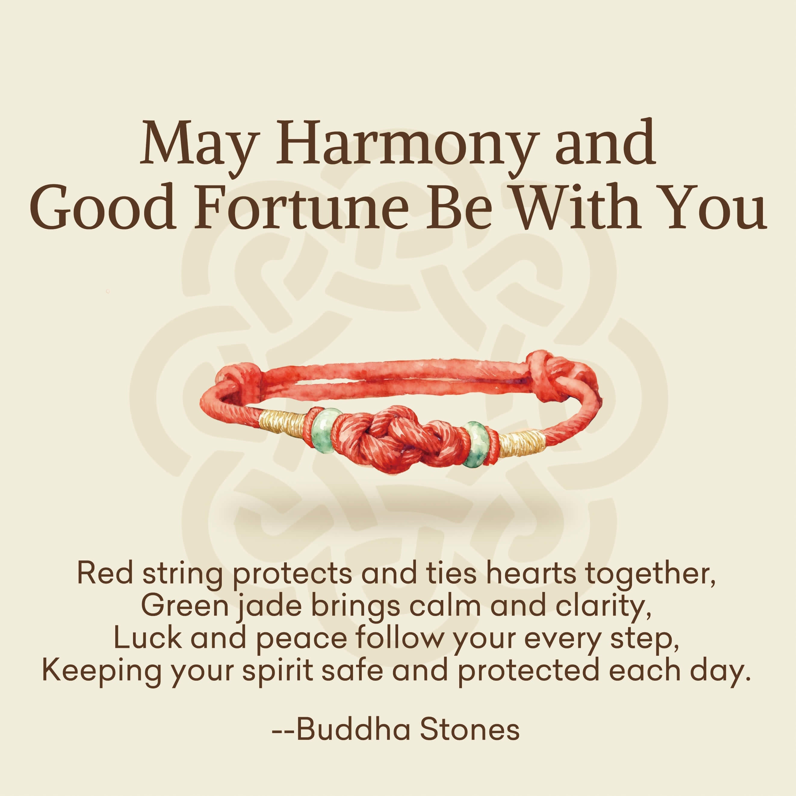 "May Harmony and Good Fortune Be With You" Bracelet Includes Gift Message Card