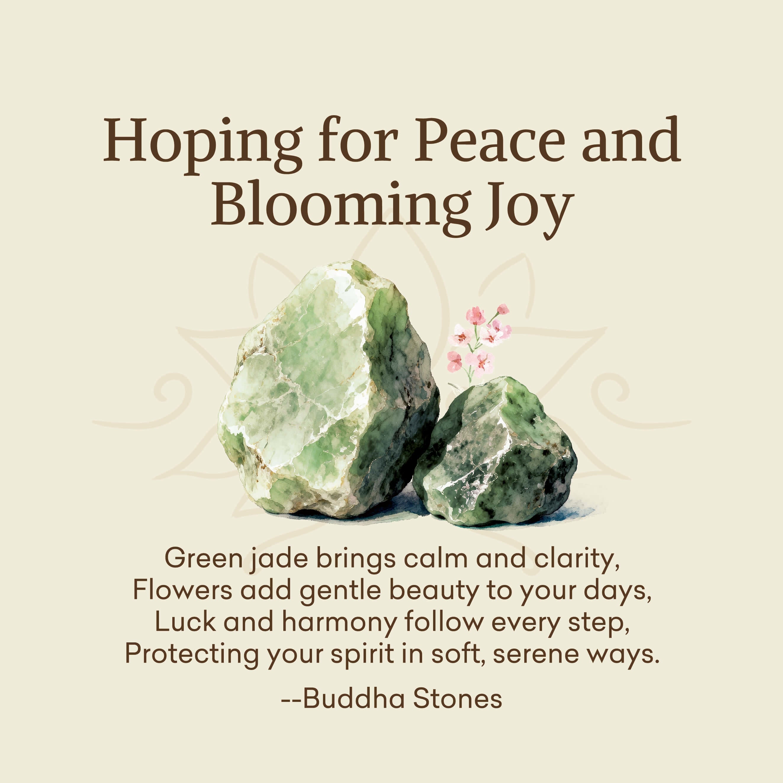 "Hoping for Peace and Blooming Joy" Green Jade Bracelet Includes Gift Message Card