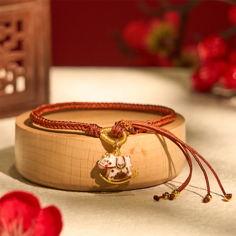 Braided Red String and Copper Horse Zodiac Anchor Bracelet