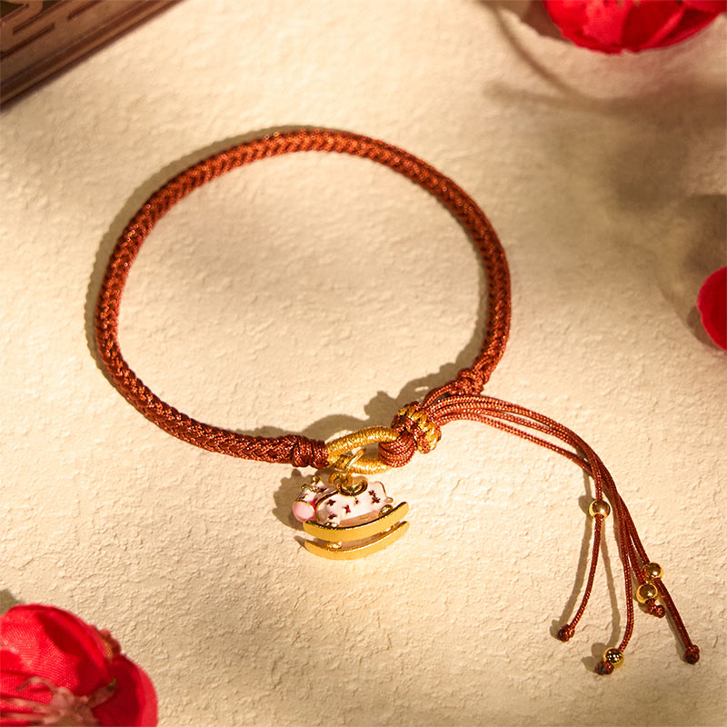 Braided Red String and Copper Horse Zodiac Anchor Bracelet