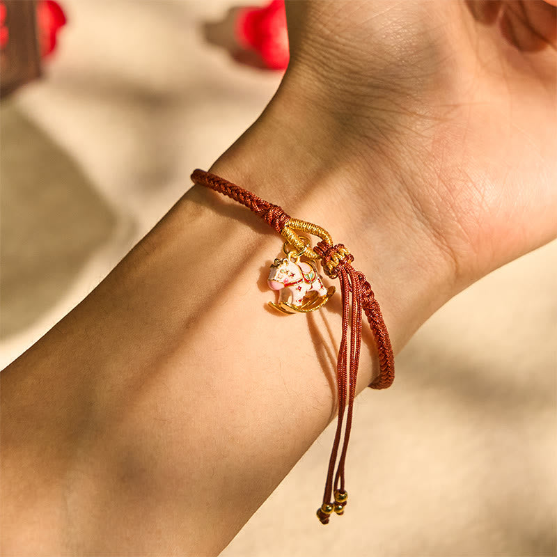 Braided Red String and Copper Horse Zodiac Anchor Bracelet