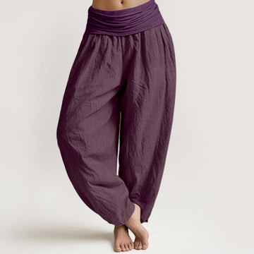 Breathable Pure Cotton Pleated Waist Mindful Movement Harem Pants