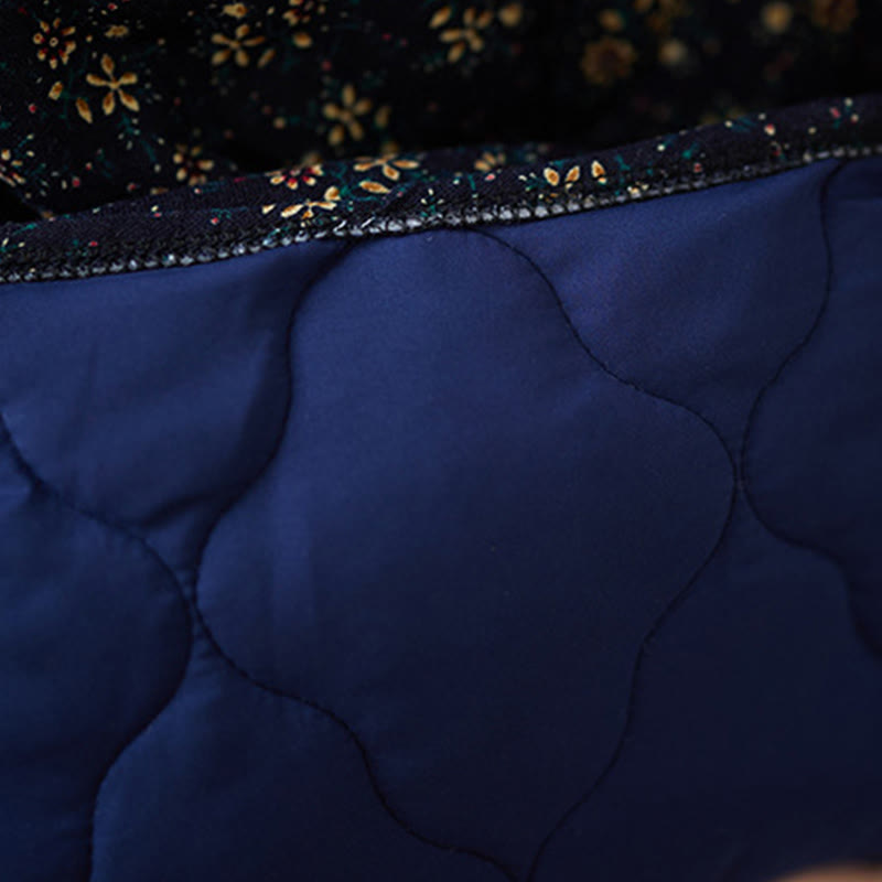 Vintage Floral Pattern Elastic Waist Cotton Women's Midi Skirt With Pockets