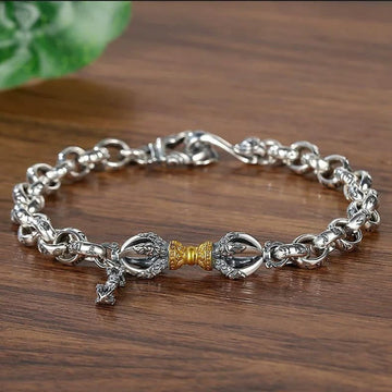 Retro Copper Om Mani Padme Hum Vajra Mantra Bracelet