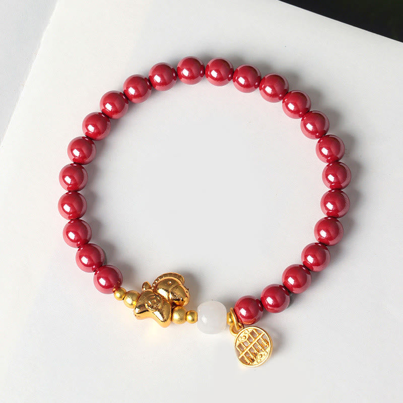 Year Of The Horse Natural Cinnabar Hetian Jade Concentration Bracelet