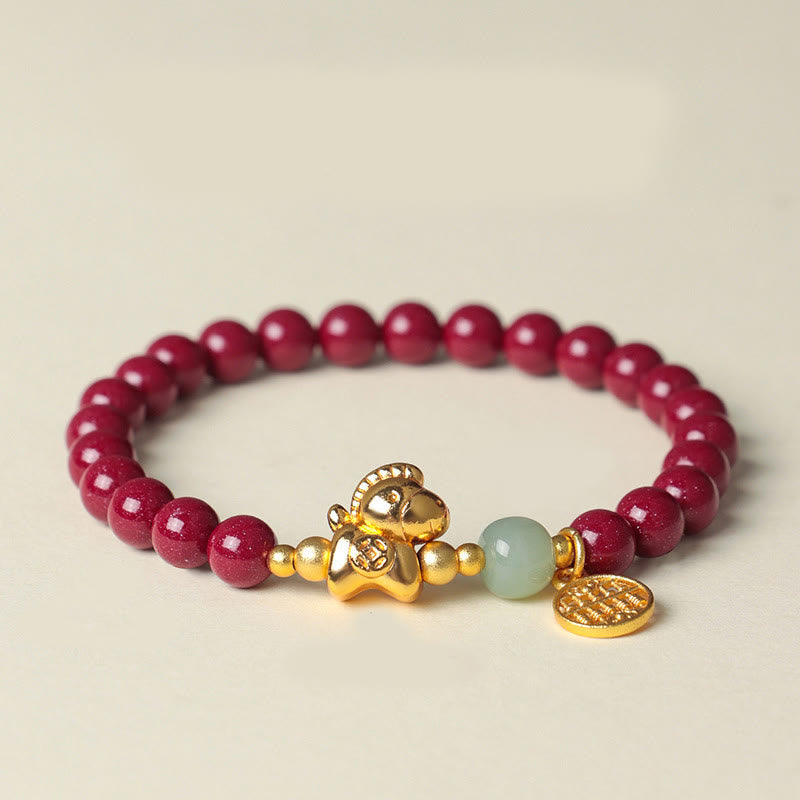 Year Of The Horse Natural Cinnabar Hetian Jade Concentration Bracelet