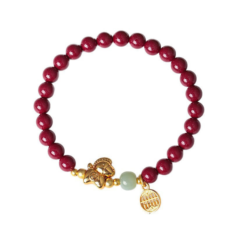 Year Of The Horse Natural Cinnabar Hetian Jade Concentration Bracelet