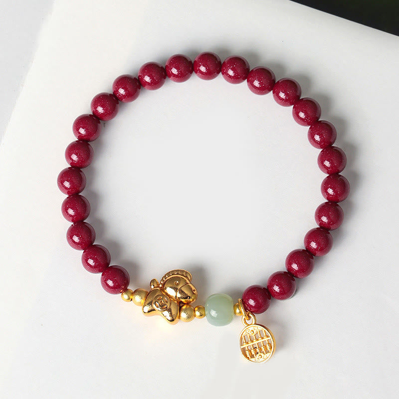 Year Of The Horse Natural Cinnabar Hetian Jade Concentration Bracelet