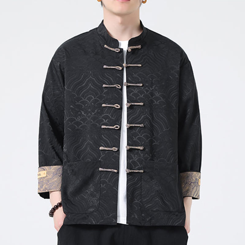 Thick Cotton Frog-Button Stand Collar Jacket for Intentional Daily Wear