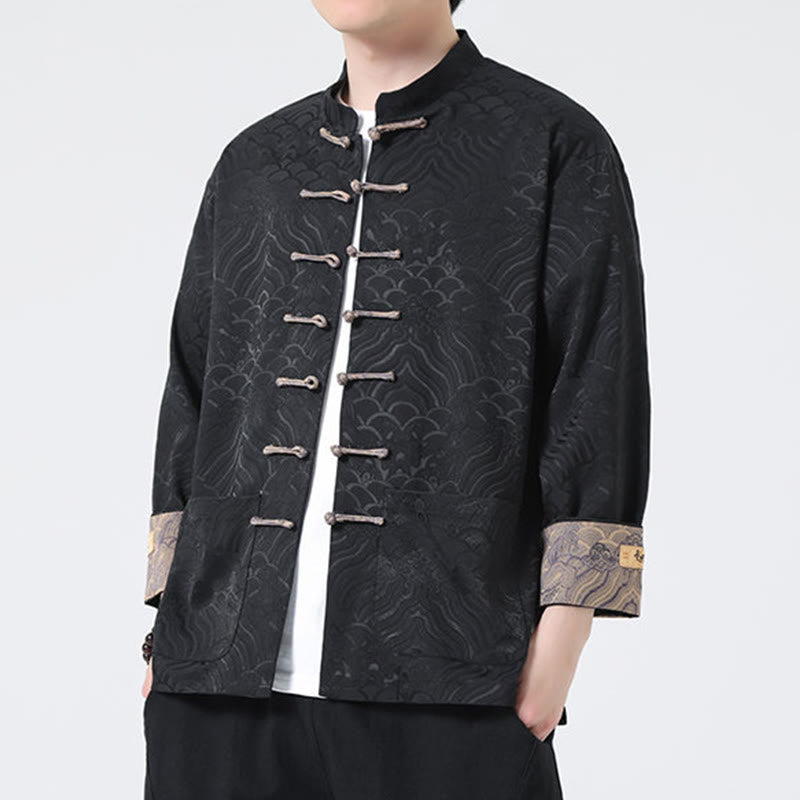Thick Cotton Frog-Button Stand Collar Jacket for Intentional Daily Wear