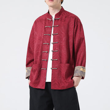 Thick Cotton Frog-Button Stand Collar Jacket for Intentional Daily Wear