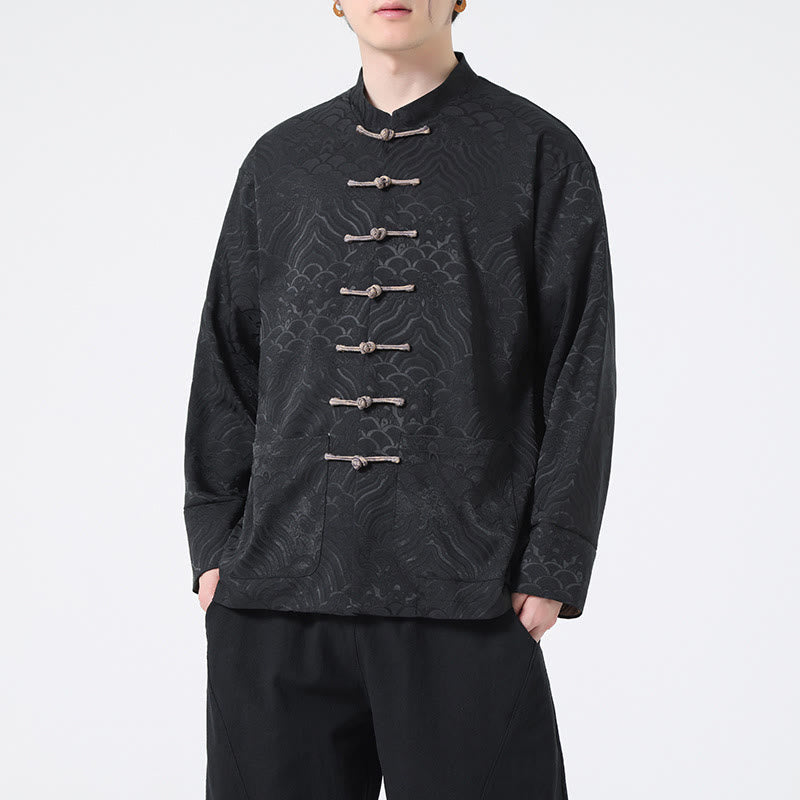 Thick Cotton Frog-Button Stand Collar Jacket for Intentional Daily Wear