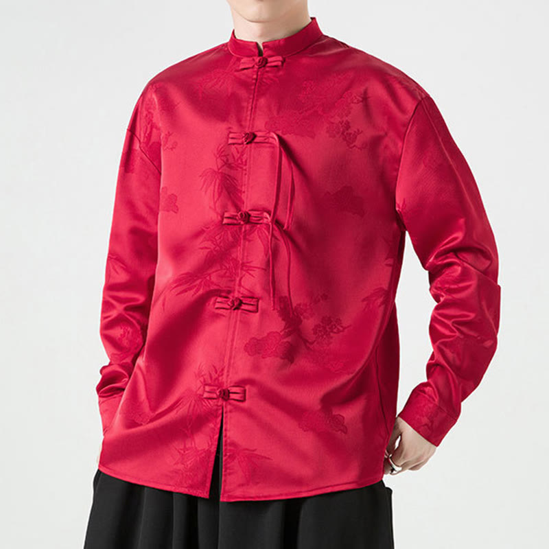 Tactile Stand-Collar Frog-Button Men's Meditation Jacket