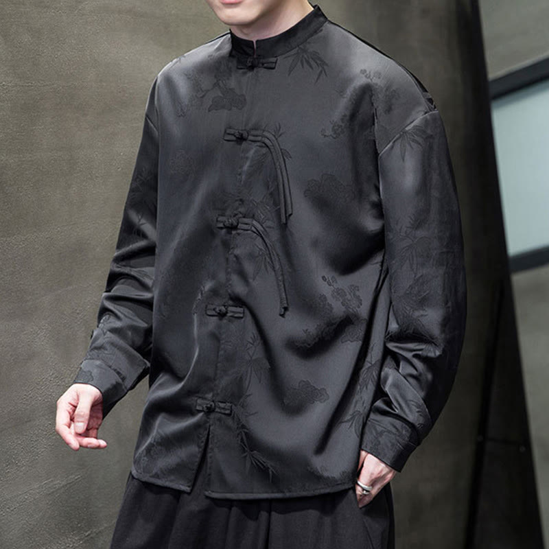 Tactile Stand-Collar Frog-Button Men's Meditation Jacket