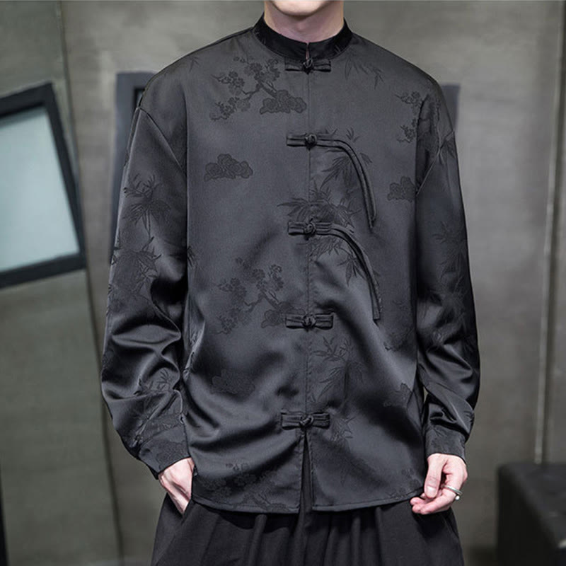 Tactile Stand-Collar Frog-Button Men's Meditation Jacket