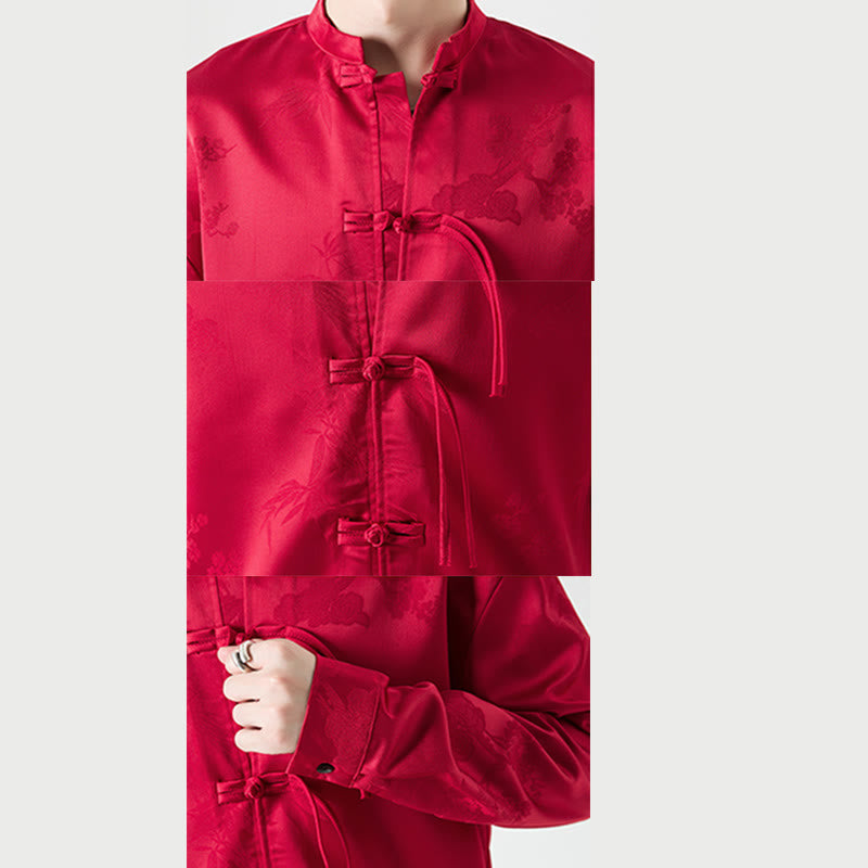 Tactile Stand-Collar Frog-Button Men's Meditation Jacket