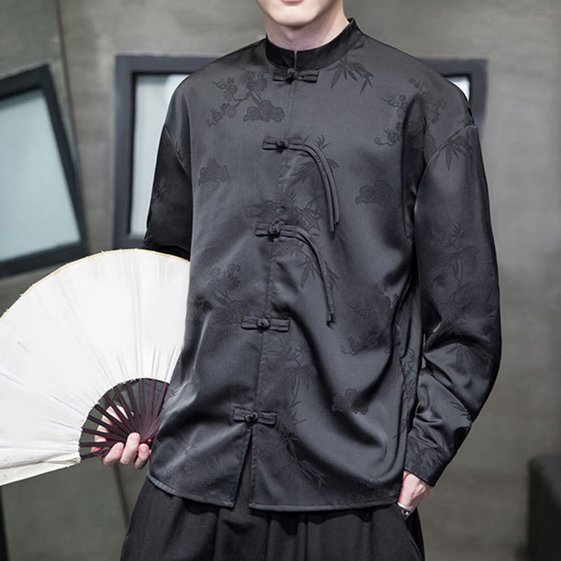 Tactile Stand-Collar Frog-Button Men's Meditation Jacket