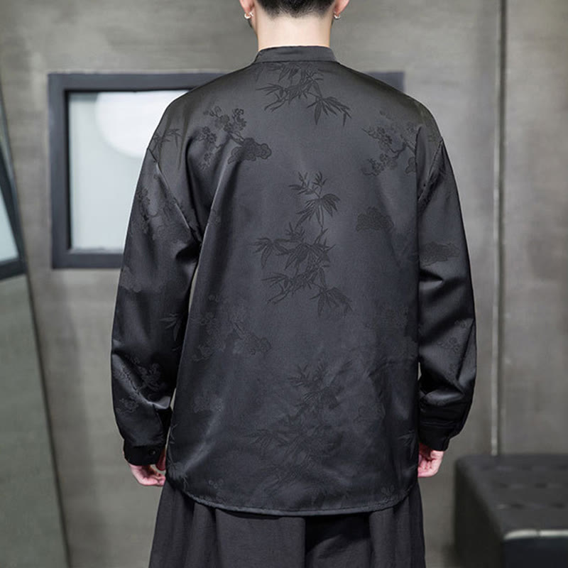 Tactile Stand-Collar Frog-Button Men's Meditation Jacket