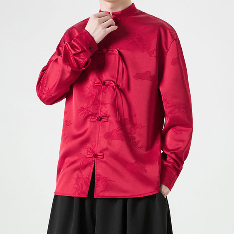 Tactile Stand-Collar Frog-Button Men's Meditation Jacket