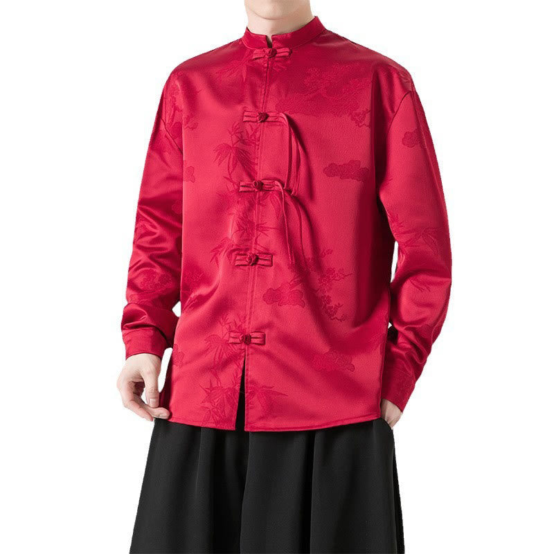 Tactile Stand-Collar Frog-Button Men's Meditation Jacket