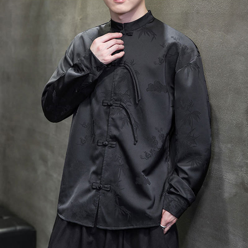 Tactile Stand-Collar Frog-Button Men's Meditation Jacket