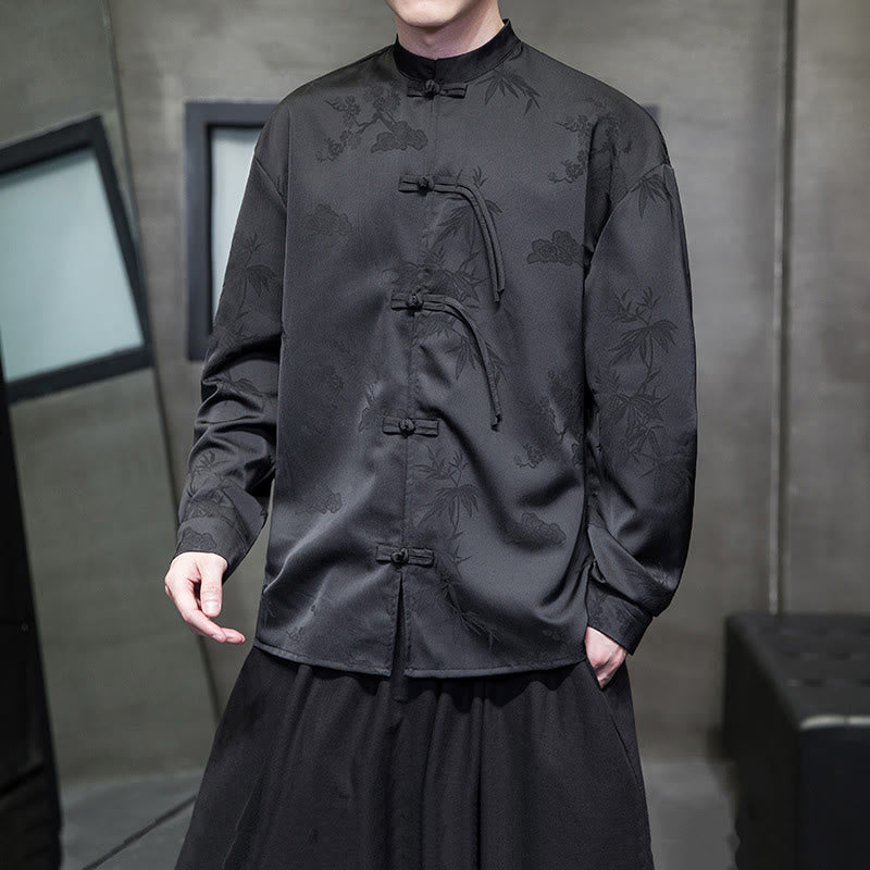 Tactile Stand-Collar Frog-Button Men's Meditation Jacket