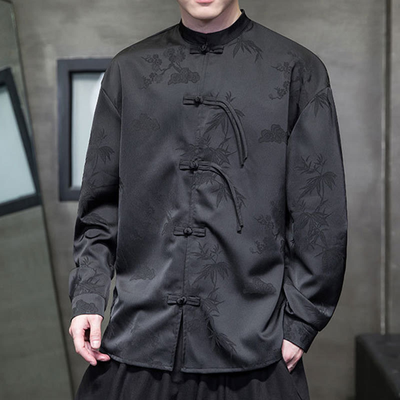 Tactile Stand-Collar Frog-Button Men's Meditation Jacket