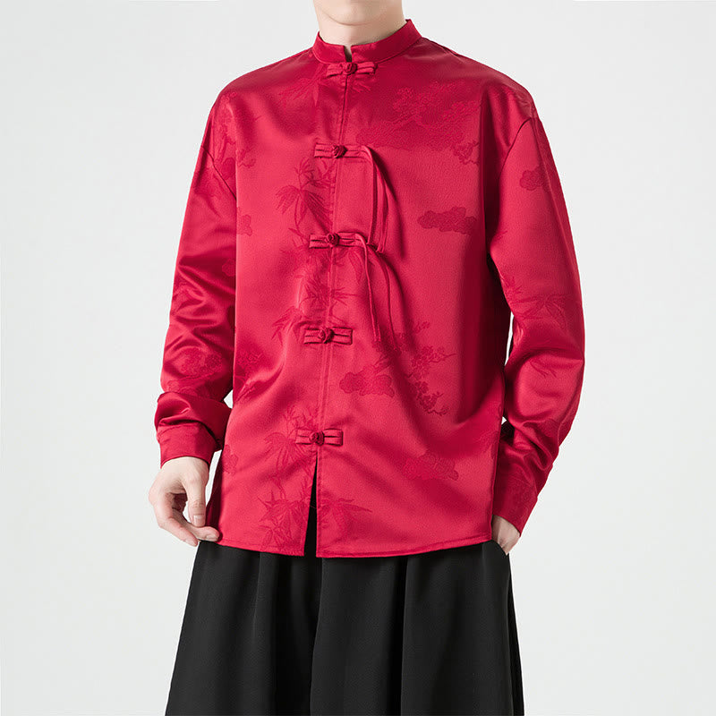 Tactile Stand-Collar Frog-Button Men's Meditation Jacket